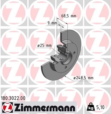 Тормозной диск ZIMMERMANN 904640 GZW UV 180302200 изображение 0