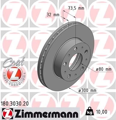 Тормозной диск ZIMMERMANN 180303020 1211171227 OY O21 изображение 0