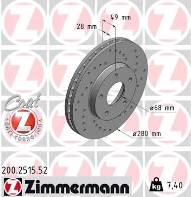 Тормозной диск ZIMMERMANN 200251552 904690 XOPVNH Y изображение 0