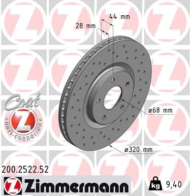 Тормозной диск ZIMMERMANN 904699 200252252 N0UWO OH
