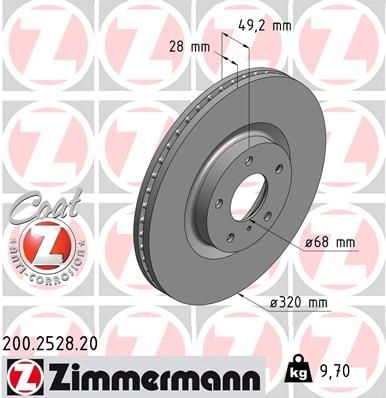 Тормозной диск ZIMMERMANN CQG3 VKQ 200252820 904708 изображение 0