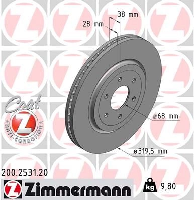 Тормозной диск ZIMMERMANN 904711 WZZS52 X 200253120 изображение 0