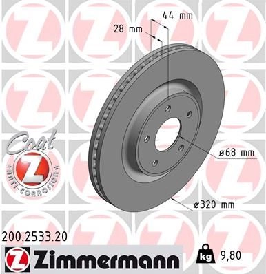 Тормозной диск ZIMMERMANN 3V 9LPG 904713 200253320