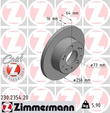 Тормозной диск ZIMMERMANN 905097 JNLA P 230235420