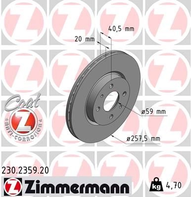 Тормозной диск ZIMMERMANN KGN 2K 230235920 905102 изображение 0