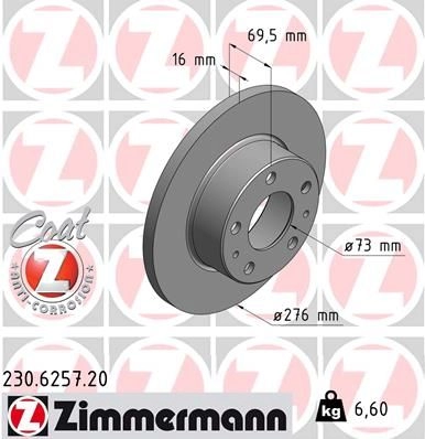Тормозной диск ZIMMERMANN 905145 230625720 K7E3CV D изображение 0