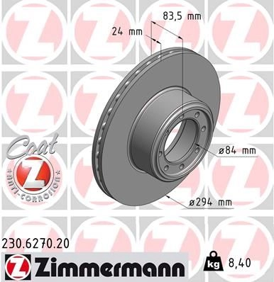 Тормозной диск ZIMMERMANN 230627020 X0VU H 905152 изображение 0