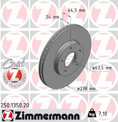 Тормозной диск ZIMMERMANN 250135020 4A F3Z93 905806