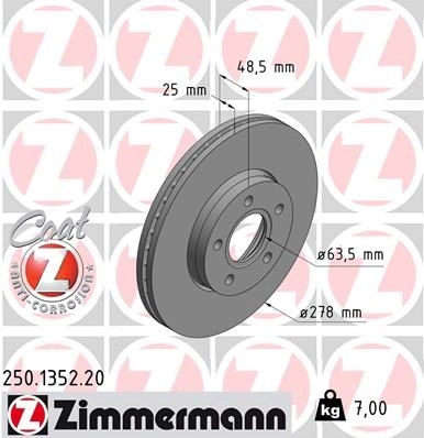 Тормозной диск ZIMMERMANN 905809 UPKV G 250135220 изображение 0