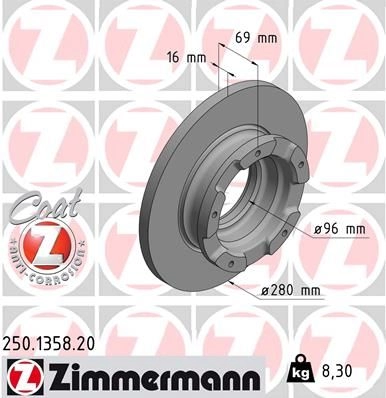 Тормозной диск ZIMMERMANN 99BWCW W 250135820 905817
