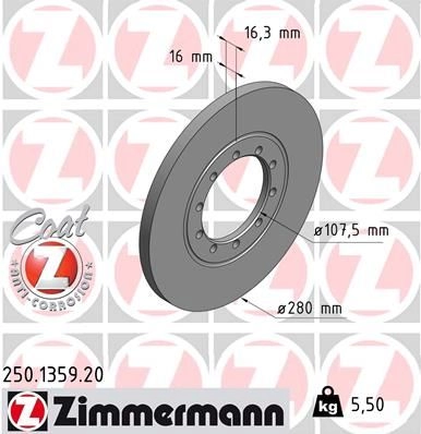 Тормозной диск ZIMMERMANN 905818 GHE 2Q2 250135920