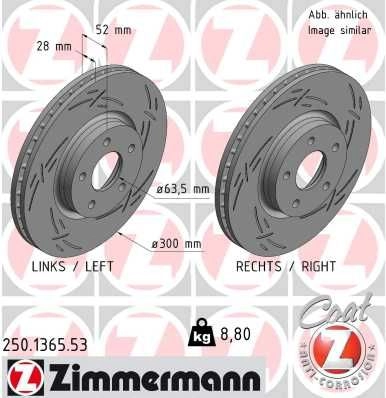 Тормозной диск ZIMMERMANN 250136553 1438358186 52YI 9IN