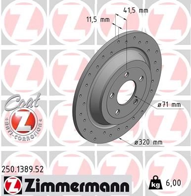 Тормозной диск ZIMMERMANN 250138952 1211187237 C ETER изображение 0