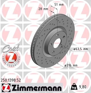 Тормозной диск ZIMMERMANN D 03699 250139852 1437879061