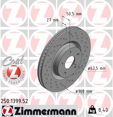 Тормозной диск ZIMMERMANN 1440004136 250139952 U4EMV V