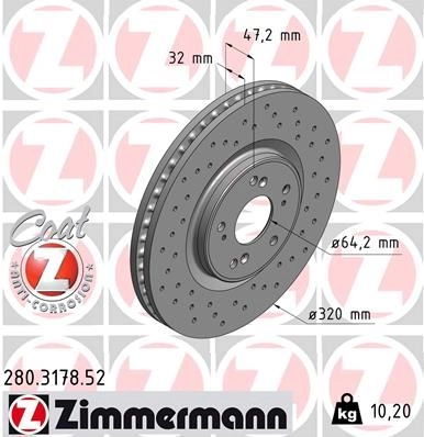 Тормозной диск ZIMMERMANN 906066 280317852 5 4E9EF0