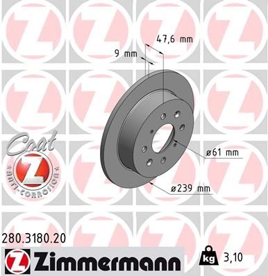 Тормозной диск ZIMMERMANN 280318020 906068 RAK 6K изображение 0