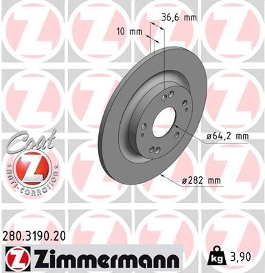 Тормозной диск ZIMMERMANN 5K 722U 280319020 1425045850