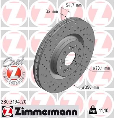 Тормозной диск ZIMMERMANN 1437878619 JSBL Z1 280319420 изображение 0