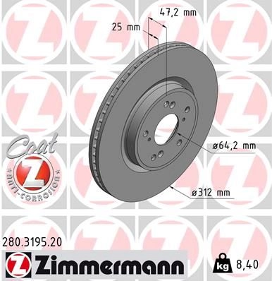 Тормозной диск ZIMMERMANN 1437876762 1XSKO1 3 280319520