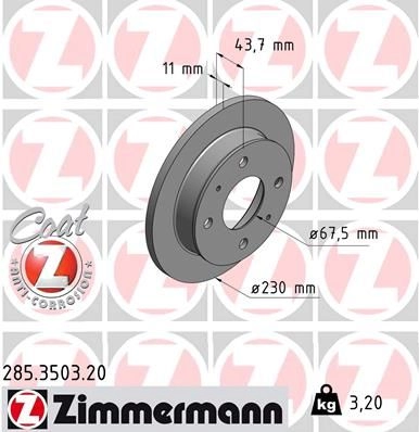 Тормозной диск ZIMMERMANN 906103 WZM XXX 285350320 изображение 0