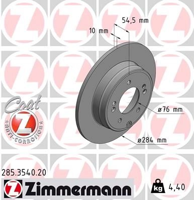 Тормозной диск ZIMMERMANN 1437873088 285354020 HM9 33