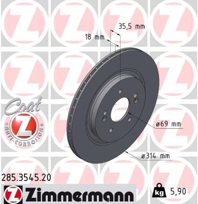 Тормозной диск ZIMMERMANN IO H9R 285354520 1440004144