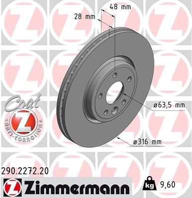 Тормозной диск ZIMMERMANN AVO10Z M 290227220 906166 изображение 0