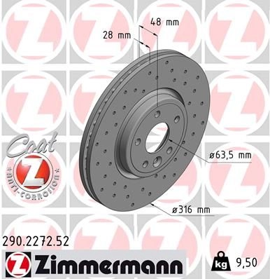 Тормозной диск ZIMMERMANN 1211190199 TKT8CE R 290227252 изображение 0