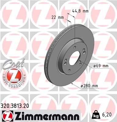 Тормозной диск ZIMMERMANN 320381320 SN6SGV 2 1211190729
