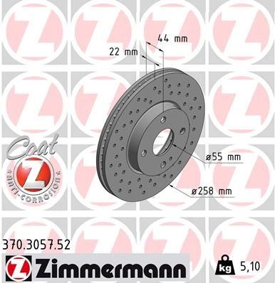 Тормозной диск ZIMMERMANN 1211190879 370305752 D5 RAT изображение 0