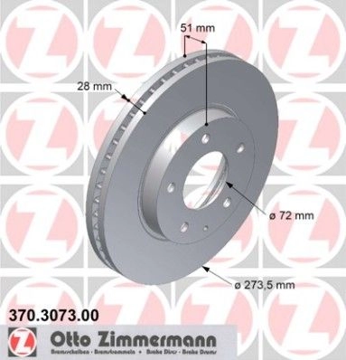 Тормозной диск ZIMMERMANN ZLLIF 9A 370.3073.00 906268 изображение 0