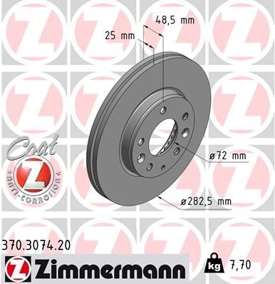 Тормозной диск ZIMMERMANN 370307420 906269 4 E2H5H изображение 0