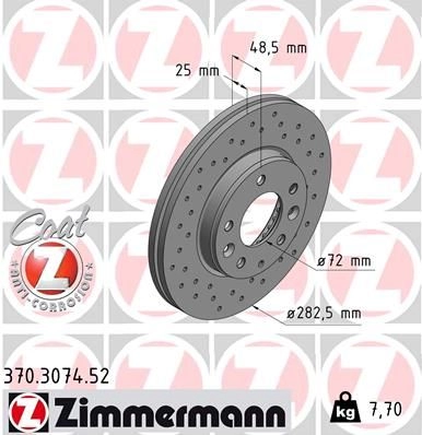 Тормозной диск ZIMMERMANN 906270 GJKNW O5 370.3074.52 изображение 0