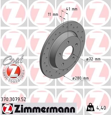 Тормозной диск ZIMMERMANN 1437876254 370307952 JPV PY изображение 0