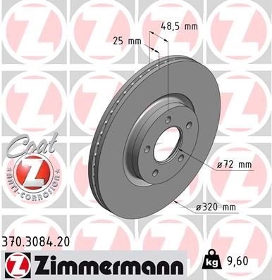 Тормозной диск ZIMMERMANN 906285 370308420 B41U02 Z