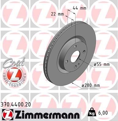 Тормозной диск ZIMMERMANN 370440020 906295 IS CUG