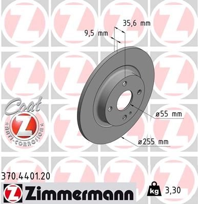 Тормозной диск ZIMMERMANN 4D3 AM 1211191241 370440120 изображение 0
