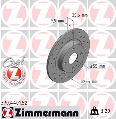 Тормозной диск ZIMMERMANN A3 PUR 1211191243 370440152