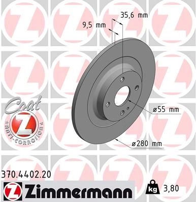 Тормозной диск ZIMMERMANN 906297 370440220 OQT VM0Z изображение 0