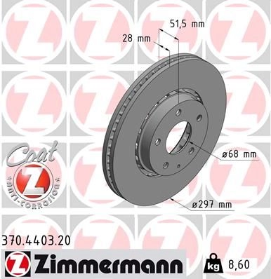Тормозной диск ZIMMERMANN 370440320 0 RRQ995 1425077167