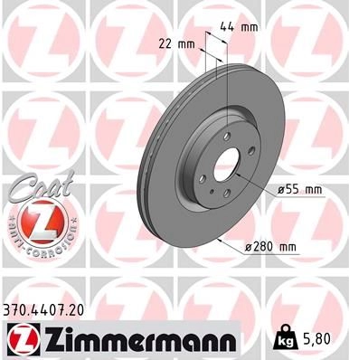 Тормозной диск ZIMMERMANN 370440720 N4EOJ T 1437875865 изображение 0