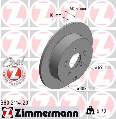 Тормозной диск ZIMMERMANN 380211420 906310 A U2PMO изображение 0