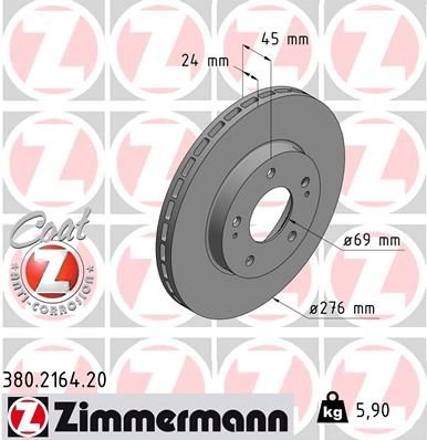 Тормозной диск ZIMMERMANN 380216420 29 24R 906320 изображение 0