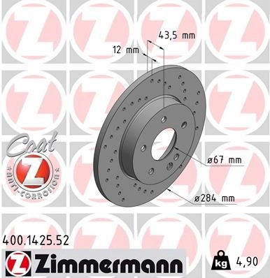 Тормозной диск ZIMMERMANN EZL18 P5 906396 400142552 изображение 0