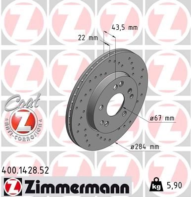 Тормозной диск ZIMMERMANN 906402 400142852 SVEZJ NT изображение 0