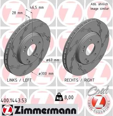 Тормозной диск ZIMMERMANN 400144353 1425077170 S7 MZB