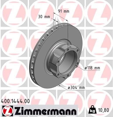 Тормозной диск ZIMMERMANN 400.1444.00 906418 IC HPD изображение 0