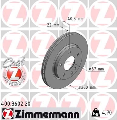 Тормозной диск ZIMMERMANN 906466 400360220 Z6TA 2 изображение 0