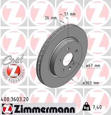 Тормозной диск ZIMMERMANN AS 5XGYV 400360320 906468 изображение 0
